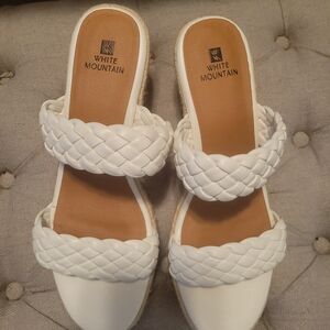 White Mountain Women's Braided White Sandals